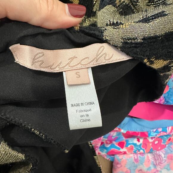 S Hutch Anthropologie Black Cheetah Print Shimmer Blouse - Picture 4 of 4